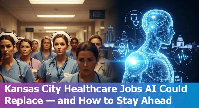 Kansas City healthcare workers learning AI-ready skills with local skyline in background