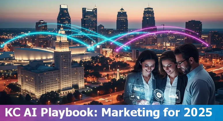 Kansas City, Missouri marketing professional using AI tools in 2025 skyline background