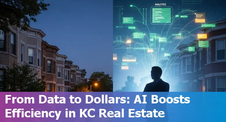 Kansas City, Missouri skyline with AI icons showing real estate analytics and automation