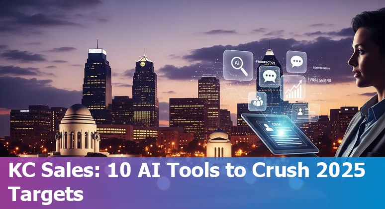 Kansas City sales team using AI tools dashboard with skyline in background