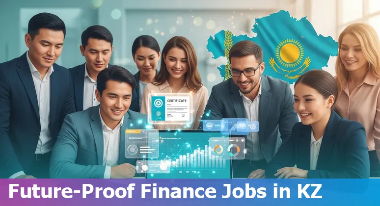Finance professionals using AI tools in an office in Kazakhstan discussing future jobs