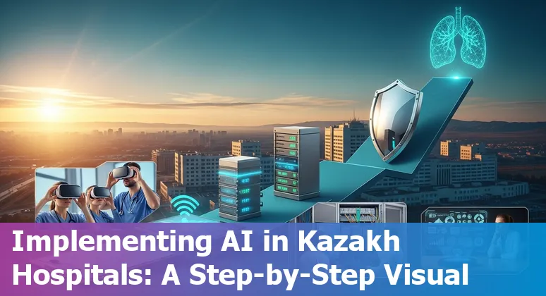 Illustration of AI in Kazakhstan healthcare showing PneumoNet, KazLLM and the National AI Platform in Kazakhstan