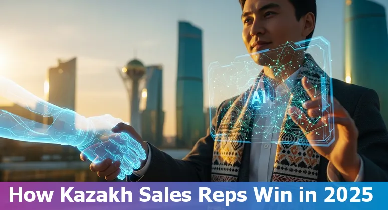 Kazakhstan sales team using AI tools on mobile and laptop in 2025