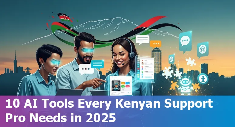 Kenyan customer service professional using AI tools dashboard on laptop