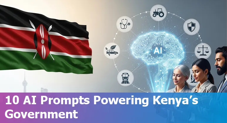 Illustration of Kenyan government AI use cases showing Ministry of Health, KRA, NTSA and other agencies