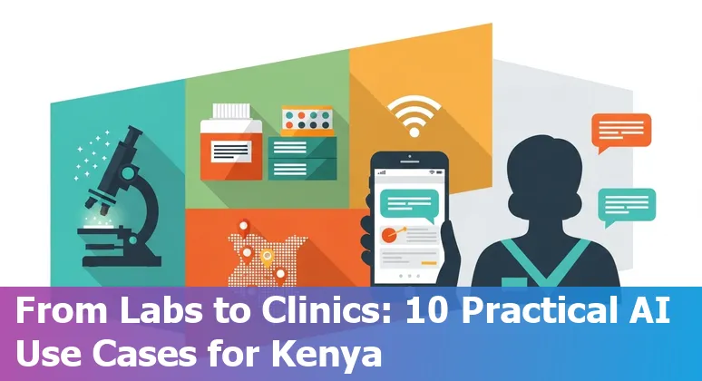 Healthcare worker using an AI dashboard alongside clinicians at a Kenyan county hospital