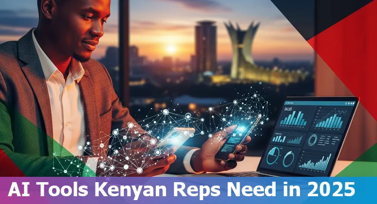 Kenyan sales professional using AI sales tools on a laptop, 2025
