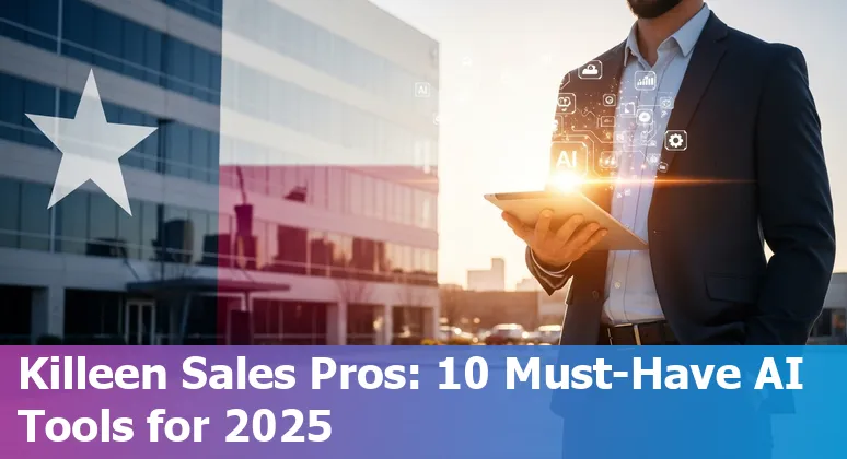 Sales professional in Killeen using AI sales tools like Seamless.ai, Gong, and Salesforce on a laptop.