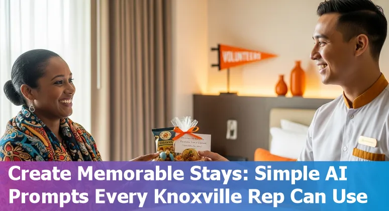 Customer service professional using AI prompts to create Knoxville itineraries with Zoo Knoxville and Regal highlighted