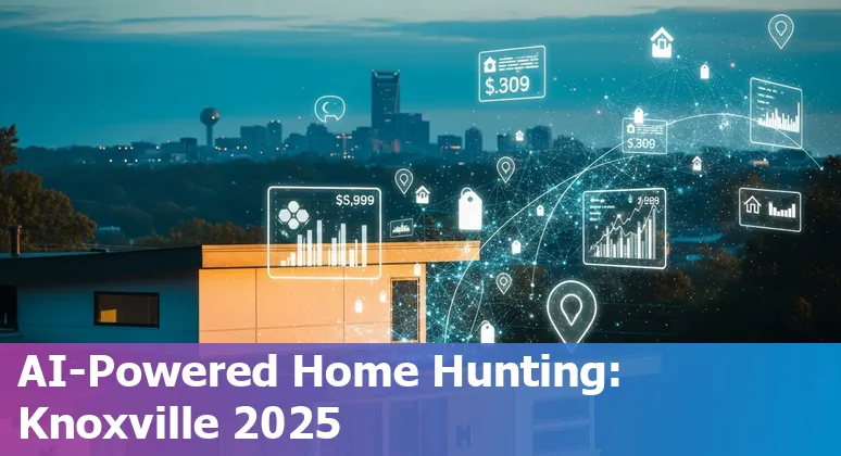 Knoxville, Tennessee real estate agent using AI tools on a laptop with Knoxville skyline in 2025