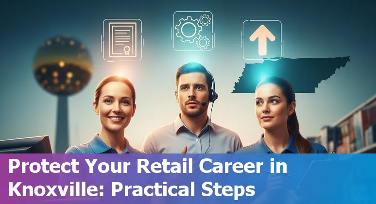 Knoxville retail storefront with a self-checkout kiosk and an employee helping a customer, illustrating AI shift and upskilling.