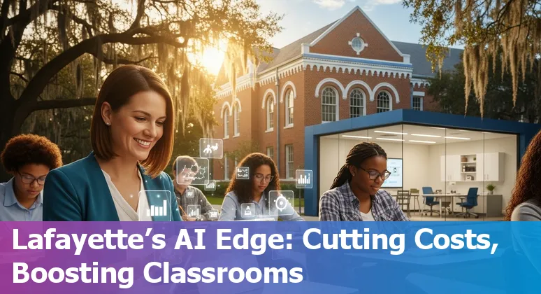 Education AI tools in Lafayette, Louisiana classroom showing bilingual AI tutoring and data dashboards