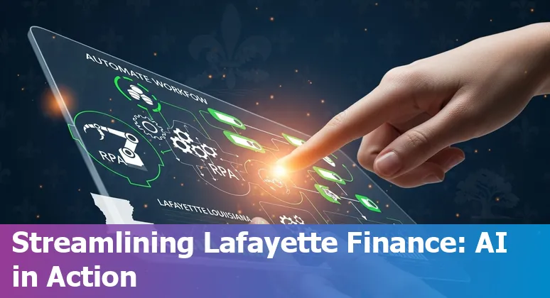 AI-powered financial services dashboard in Lafayette, Louisiana showing cost savings and efficiency gains