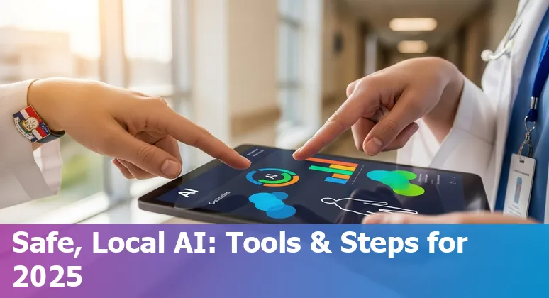 Illustration of AI in healthcare with Lafayette, Louisiana skyline and medical icons