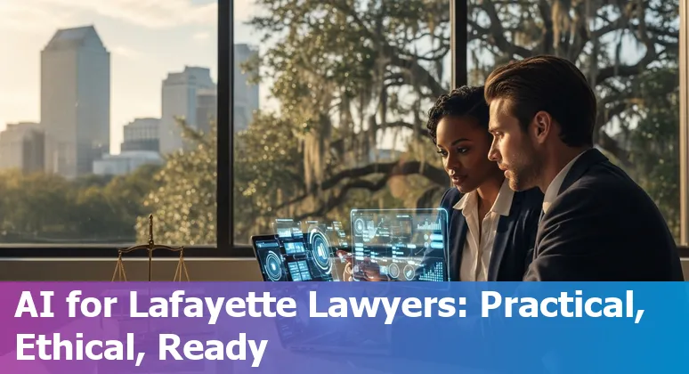 Legal professional using AI tools in Lafayette, Louisiana courtroom office, 2025