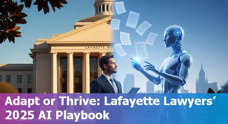 Lafayette, Louisiana lawyer using AI tools on laptop with courthouse in background - Lafayette, Louisiana image
