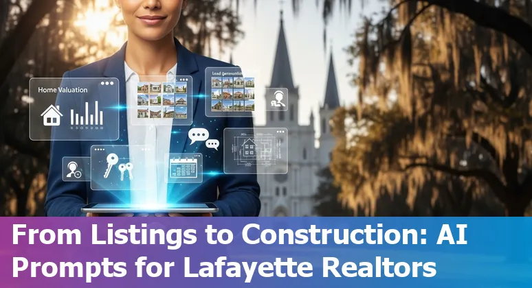 Lafayette real estate agent using AI tools on a laptop to analyze listings and local market data.