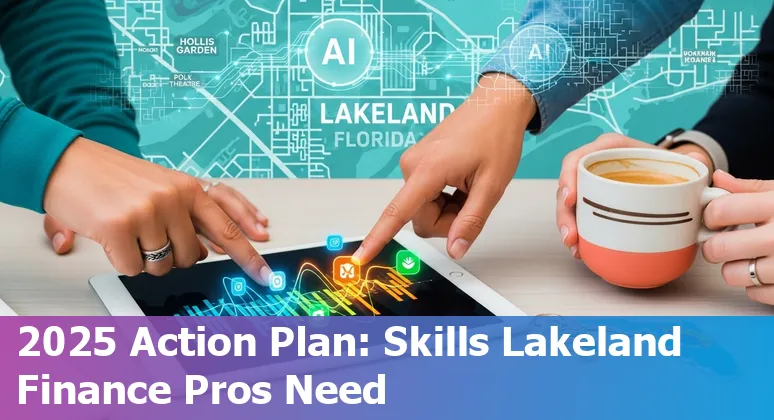 Finance professional using AI tools on a laptop in Lakeland, Florida, US, illustrating AI and finance careers in Lakeland, Florida.