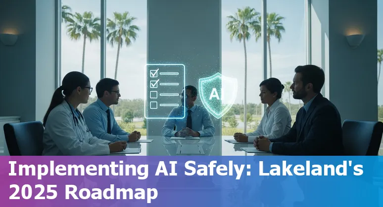 Illustration of AI in healthcare in Lakeland, Florida in 2025: hospital, clinicians, and AI tools