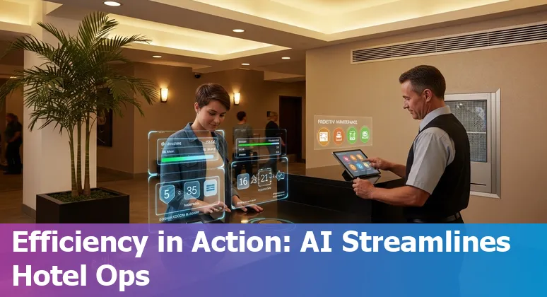 AI-driven smart hospitality dashboard on a hotel tablet in Lakeland, Florida