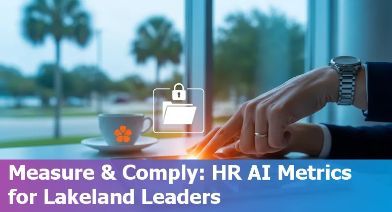 HR professional using AI tools on a laptop in Lakeland, Florida office setting (2025)