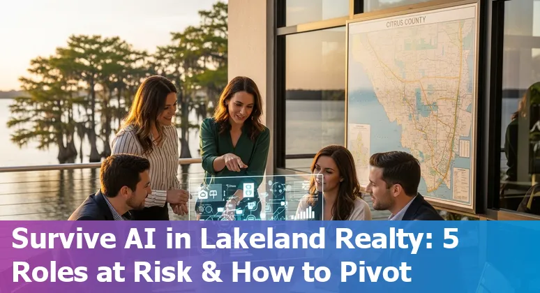 Lakeland real estate agent reviewing AI tools on a laptop with Lakeland skyline in background