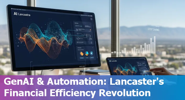 Team using AI dashboard to improve banking efficiency in Lancaster, California, US