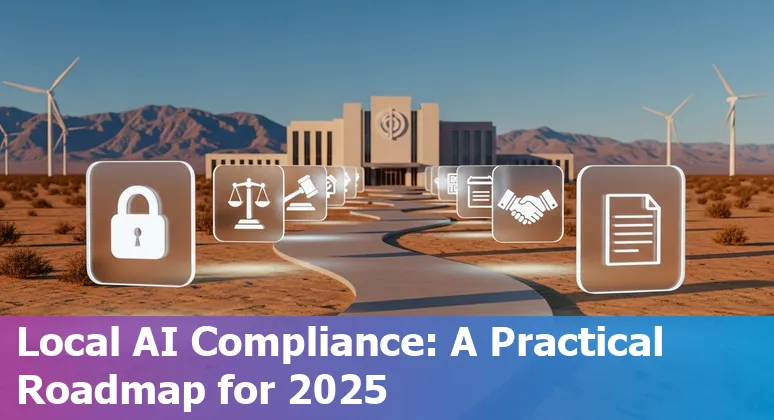 City of Lancaster, California government staff reviewing AI compliance checklist and California 2025 AI laws