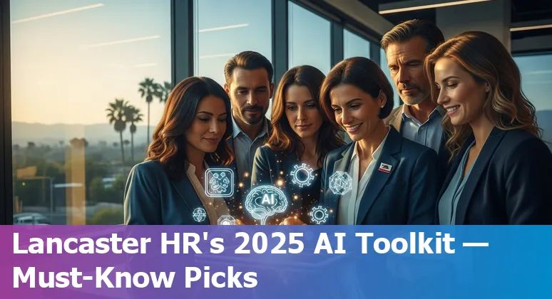 Lancaster HR professional using AI recruiting and engagement tools on a laptop in an office.