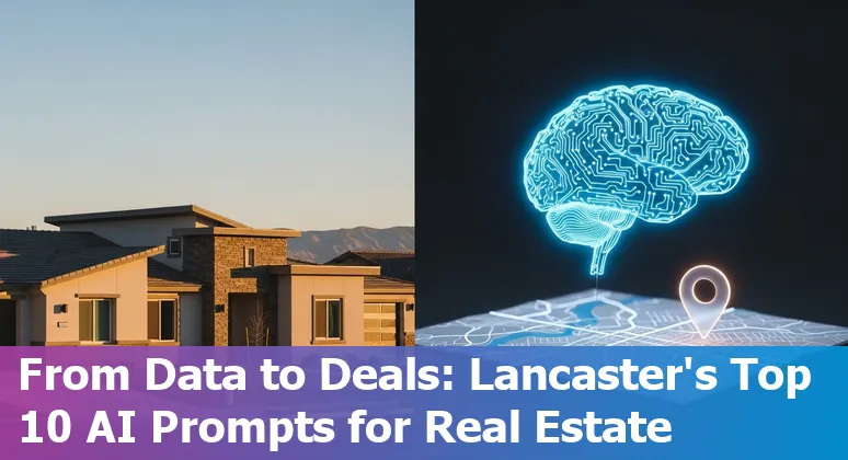 Agent using AI dashboard to analyze Lancaster, California property data on a laptop