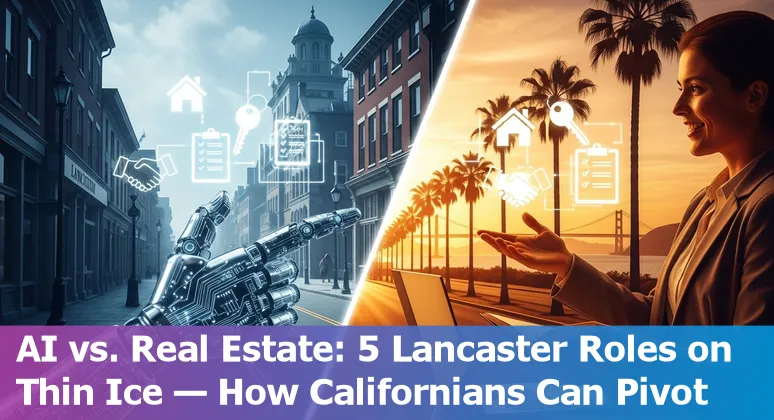 Real estate professional using AI tools and flood risk maps in Lancaster, California