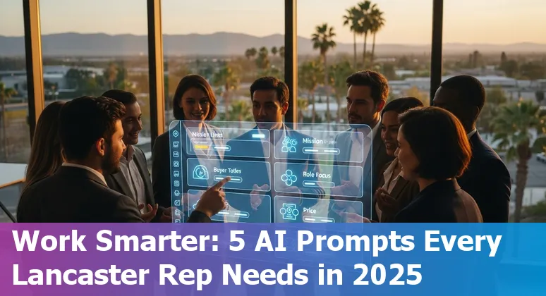 Sales professional in Lancaster using AI prompts on a laptop to personalize outreach