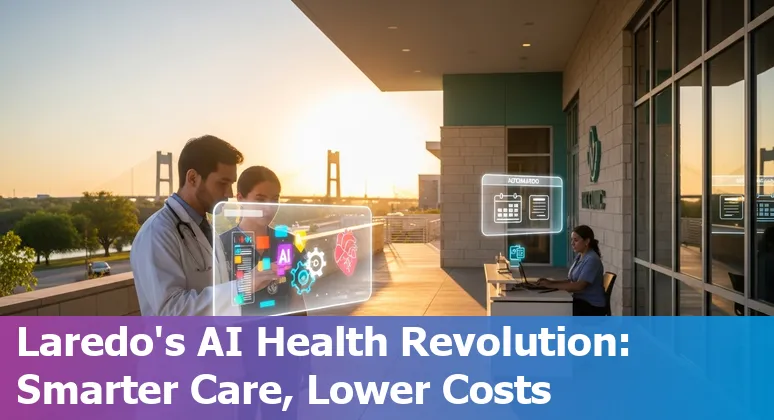 Healthcare workers using AI tools on a tablet in Laredo, Texas, US clinic