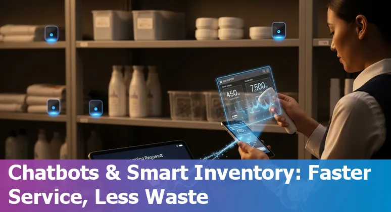 Hotel staff and AI dashboard helping a Laredo, Texas, US hotel reduce costs and improve efficiency