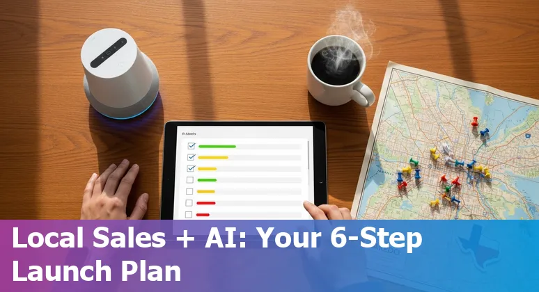 Sales professional using AI tools in Laredo, Texas skyline — 2025 guide