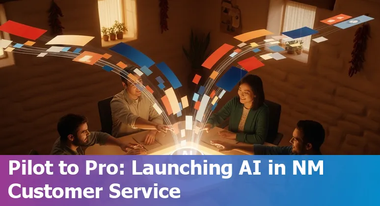 Customer service agent using AI chatbot on laptop in Las Cruces, New Mexico