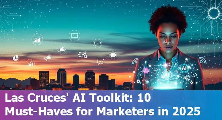 Collage of AI tools logos and marketing visuals representing video, writing, meetings, recruiting, and automation.