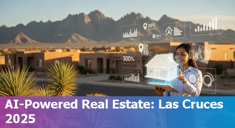 AI-driven real estate visualization over Las Cruces, New Mexico skyline and Organ Mountains in 2025