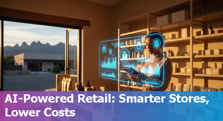 Retail employees using AI tools in a Las Cruces, New Mexico, US store to improve efficiency and cut costs