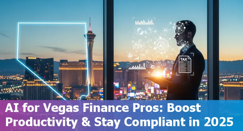 Finance professional using AI dashboard in Las Vegas, Nevada office, 2025