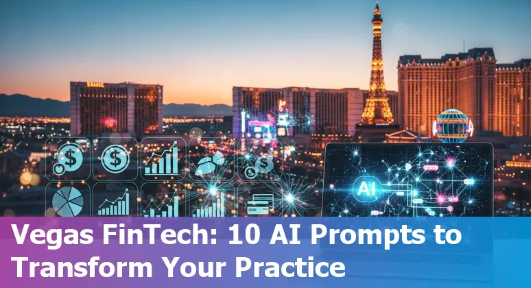 Illustration of AI applications in Las Vegas financial services with casino skyline and data icons