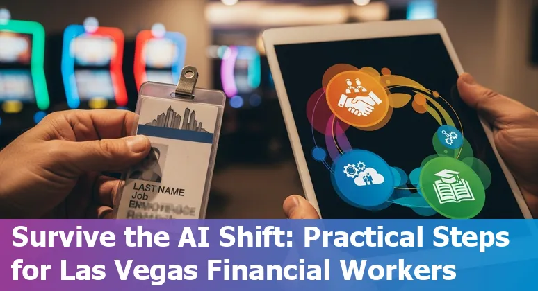 Las Vegas skyline overlaid with finance icons and AI circuitry, showing mortgage, bookkeeping, audit, customer service, and compliance.