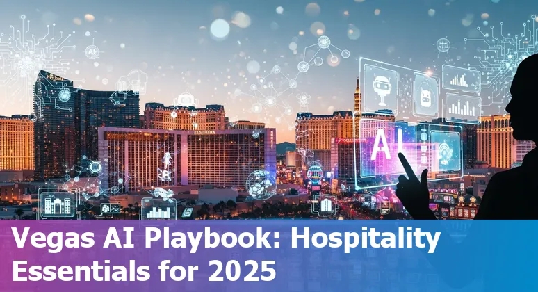 AI-powered hotel concierge screen in Las Vegas, Nevada lobby showing guest personalization