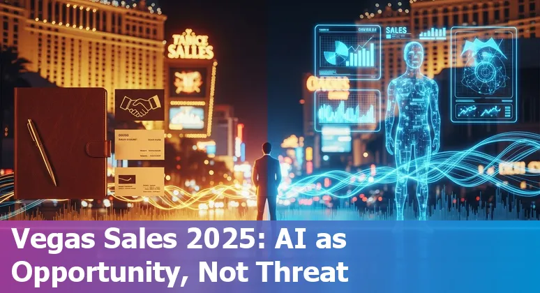 Las Vegas, Nevada sales team considering AI tools in 2025 — city skyline and sales tech icons.
