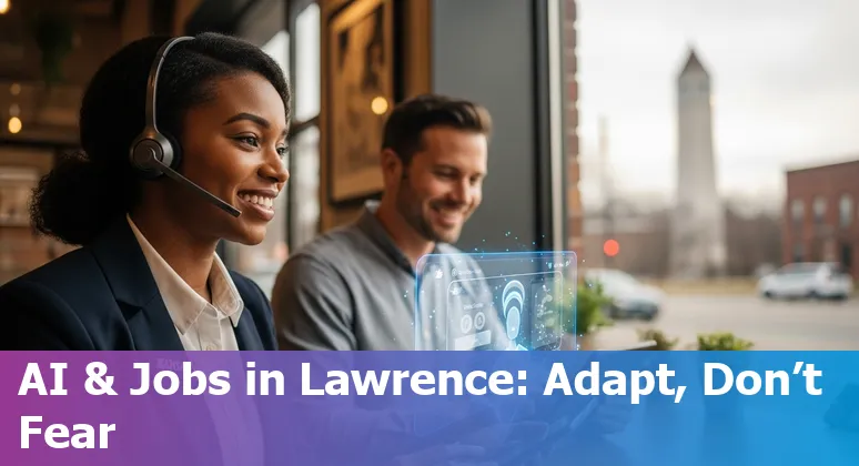 Customer service agents and AI tools collaborating in Lawrence, Kansas, US office