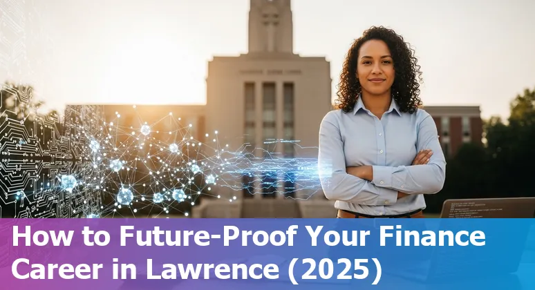 Finance professional reviewing AI tools on a laptop in Lawrence, Kansas, USA - concept image showing AI and finance in Lawrence, Kansas.