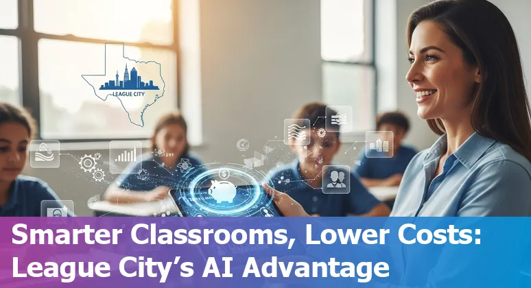Education technology team using AI tools to streamline school operations in League City, Texas