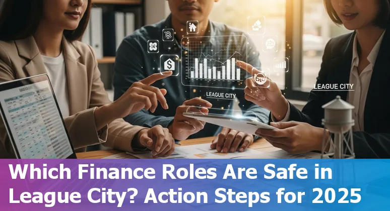 Finance professional using AI tools in League City, Texas office — exploring future of finance jobs in League City, Texas.