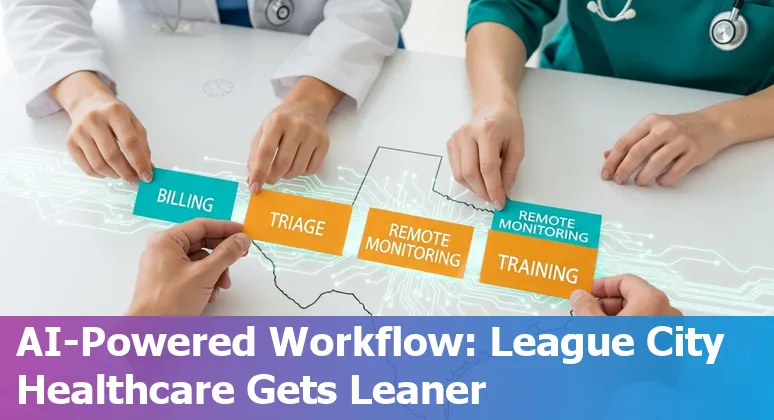 Healthcare staff using AI tools in a League City, Texas clinic to streamline billing and patient care