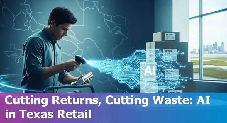 Retail workers using AI tools in a League City, Texas store to reduce returns and improve efficiency